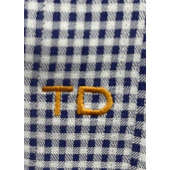 Mens Thomas Dean Long Sleeve Blue Check‎ Button Front Shirt Size L Flip Cuff. 66 - Picture 3 of 4